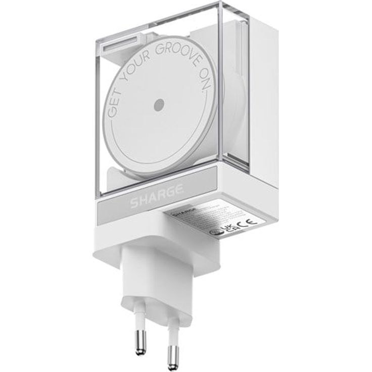 SHARGE Retractable 65W Charger, 2-Port PD 2.0 Ladegerät mit einziehbarem USB-C-Kabel, Weiß