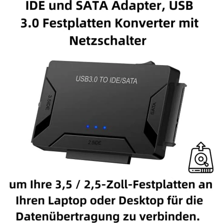 Bolwins L40C USB 3.0 IDE SATA Adapter Konverter für 2.5 & 3.5 HDD SSD, Hot Swap, 4 TB Unterstützung, schwarzes externes Festplatten-Kabel – Bild 2