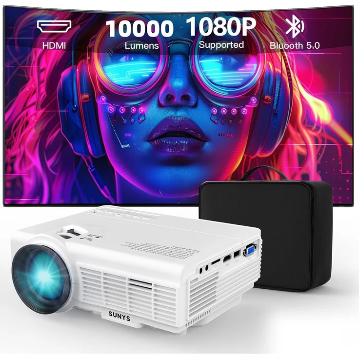 Vivitar Beamer 10000 Lumen, native 1080P Full HD, HDMI, USB, Bluetooth, integrierte HiFi-Lautsprecher, kompakt und mobil