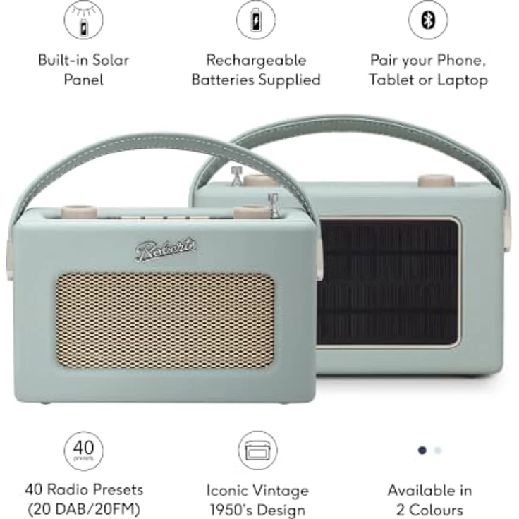 ROBERTS RADIO Revival Uno Solar, Tragbares Bluetooth DAB+/FM Radio mit Solarpanel, Duck Egg Blue – Bild 10