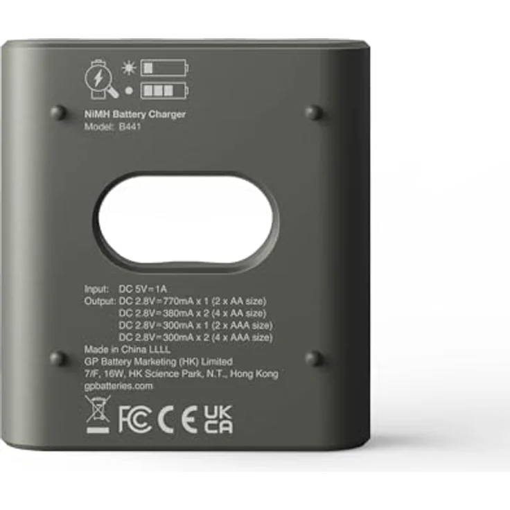 GP Batteries GPRCKCHB441U007 ReCyko 4-Port USB Ladegerät, inkl. 4x AA 2100mAh NiMH Akkus, kompakt und sicherheitsoptimiert – Bild 3