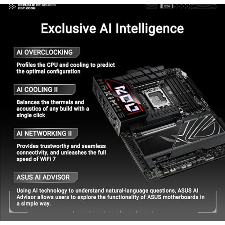 ASUS ROG Maximus Z890 Hero Gaming Mainboard Sockel Intel LGA 1851 (ATX, DDR5, NitroPath DRAM, WiFi 7, PCIe 5.0 M.2, Thunderbolt 4, DIMM Flex) - Fortschrittliches AI Mainboard – Bild 2