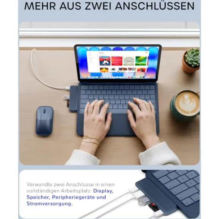 SATECHI USB-C Snap Hub 6-in-2 für MacBook Neo, 4K HDMI, 45 W Passthrough-Laden, Indigo – Bild 5
