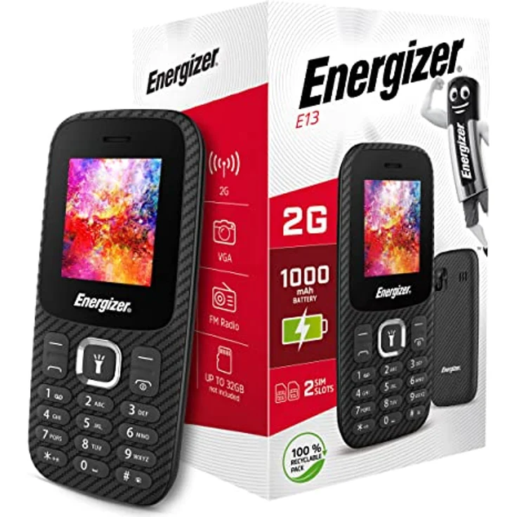 Energizer - Mobile E13-2G - Mobiltelefon Dual-SIM (Mini SIM) - Schwarz – Bild 4