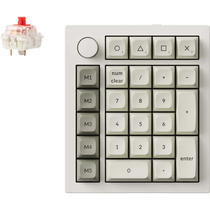 Keychron Q0 Max QMK, Kabelloses mechanisches Numpad mit Knob, Shell White, Gateron Jupiter Red, programmierbare Tasten, Bluetooth 5.1, 750 mAh Akku
