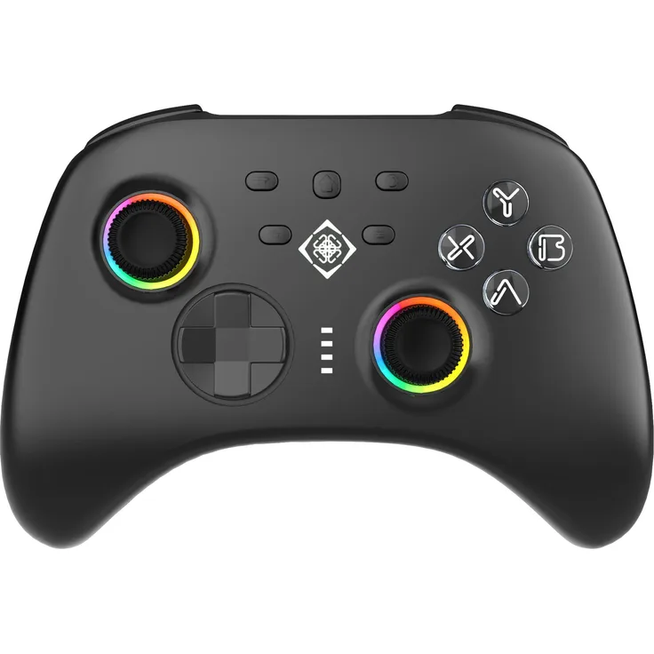 Deltaco Gaming Controller Wireless, vielseitiger Gamepad für Switch, PC, Android, iOS, mit Hall-Effekt-Sensoren, RGB-beleuchteten Joysticks und 17 Stunden Akkulaufzeit, Schwarz