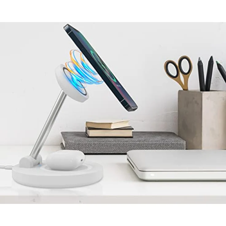 FOREVER Induktive 2-in-1-Ladegerät MagSecure 15W + 5W, Dockingstation für iPhone, Samsung, Huawei und Zubehör in Weiß - Preisvergleich – Bild 5