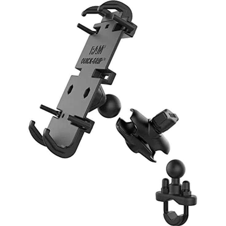 RAM Mounts Quick-Grip, Smartphone Halterung mit federbelastetem Halt und verstellbaren Seitenhalterungen, Schwarz – Bild 2