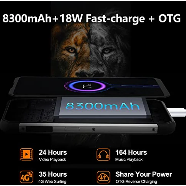 OUKITEL WP17 Outdoor Smartphone, 8300 mAh, 128GB + 8GB, Helio G95 Game Chip, 90 Hz 6.78 Inch FHD+ Display, 64 MP + 20 MP Camera, 18 W Fast Charging, Android 11 NFC OTG Dual 4G, Green – Bild 4