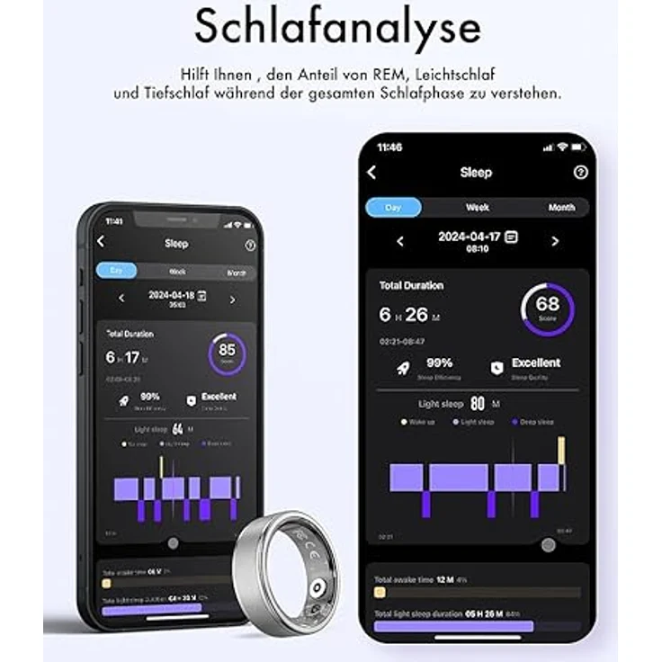 Newgen Medicals Smart Ring, Fitness-Tracker-Ring mit SpO2, Herzfrequenz, Schlafanalyse, mattsilbern, Gr. 65 – Bild 4