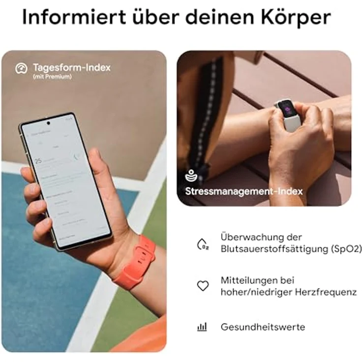 Fitbit by Google Charge 6 Aktivitätstracker enthält ein 6 monatige Premium Mitgliedschaft, 7 Tage Akkulaufzeit, Google Wallet und Google Maps - Porcelain / Aluminium Silber – Bild 5