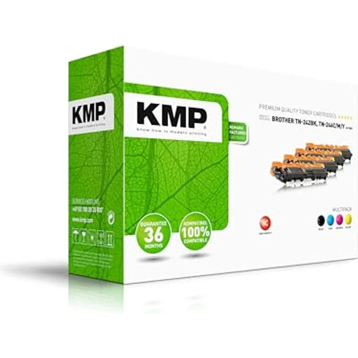 KMP Tonerkartusche für Brother TN242BK, TN246C, TN246M, TN246Y, Multipack, wiederaufbereitet, für HL-3142CW, HL-3152CDW, HL-3172CDW, DCP-9017CDW, DCP-9022CDW