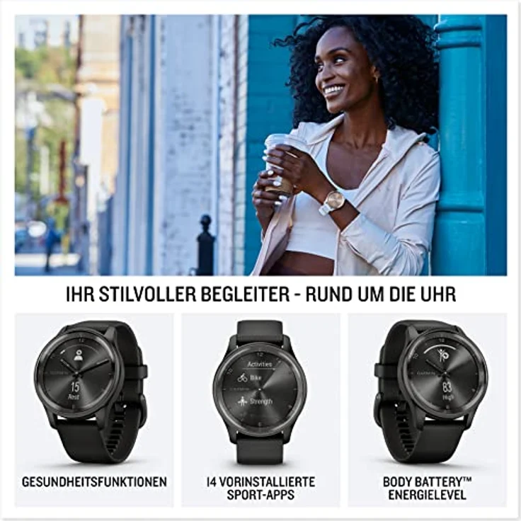 Garmin vívomove Trend – Hybrid-Smartwatch mit analogen Zeigern, Touchdisplay, Fitnessfunktionen, Schlafanalyse und bis zu 5 Tage Akkulaufzeit [Generalüberholt] – Bild 2