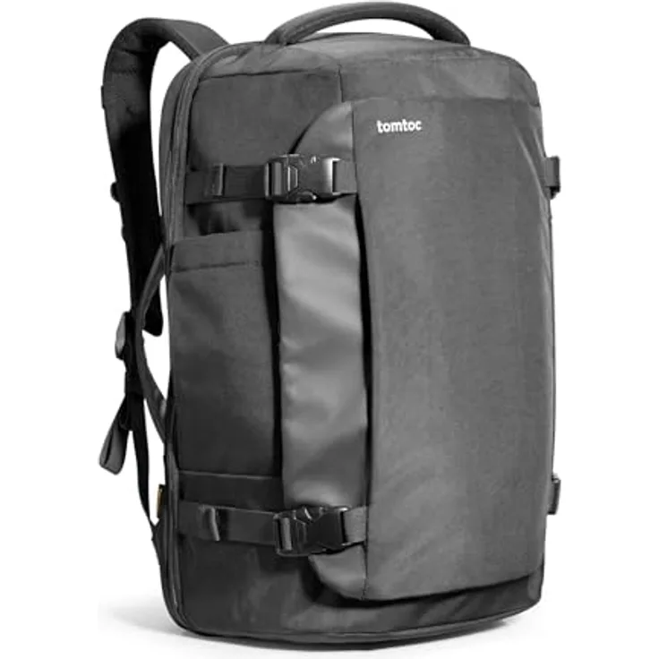 tomtoc 40L Reiserucksack, TSA Freundlich Handgepäck Rucksack Travel Backpack für 15,6-17 Zoll Laptop, Flug Genehmigt Bordgepäck Wasserabweisend Kabinenrucksack für Reise Weekender Trip, schwarz