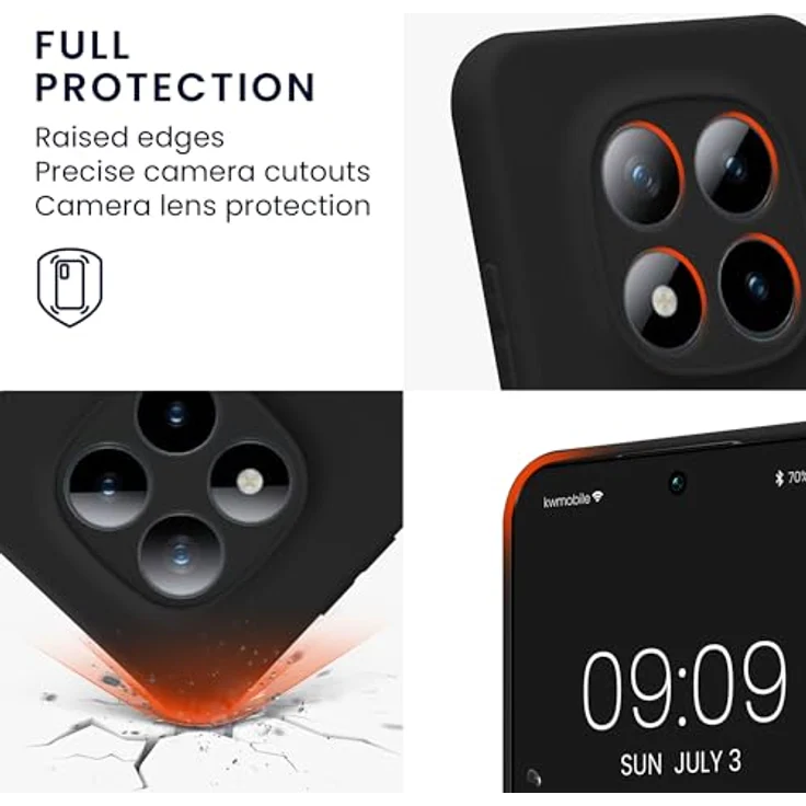 kwmobile Handyhülle kompatibel mit Xiaomi Redmi Note 15 Pro 5G - Flexible Silikon Schutzhülle in Schwarz matt, rutschfest und reißfest mit präzisen Ausschnitten – Bild 3