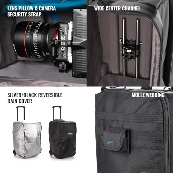 Tenba Trolley Video Cineluxe 24 (V2), professionelle Kameratasche für Camcorder und Kinokameras, schwarz, mit Bluetooth-Tracker und austauschbaren Rädern – Bild 5