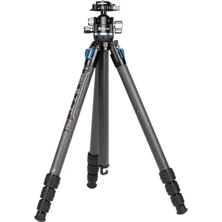 Sirui ST-124 + KS-30, Carbon Dreibeinstativ für spiegellose Kameras und DSLRs, max. Traglast 12 kg, schwarz, wasser- und staubgeschützt, inkl. Kopf und Transporttasche