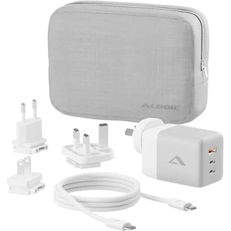 ALOGIC WCM3X100G, 100W Multi Country GaN Charger, Weiß mit 2x USB-C und 1x USB-A Anschluss – Bild 3