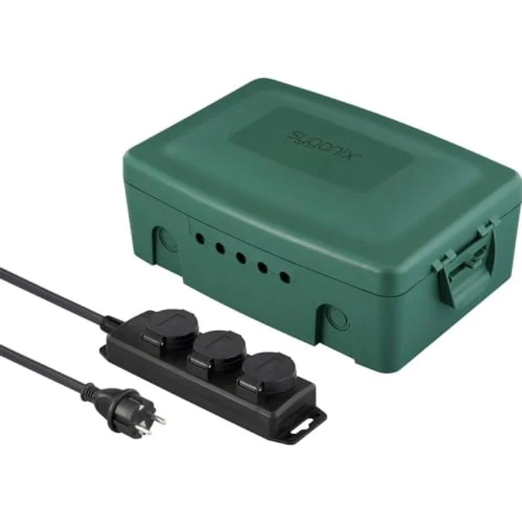 Sygonix SY-6797950 Verteilerbox 3-fach, Grün und Schwarz, mit erhöhtem Berührungsschutz für Camping und Außenbeleuchtung – Bild 1
