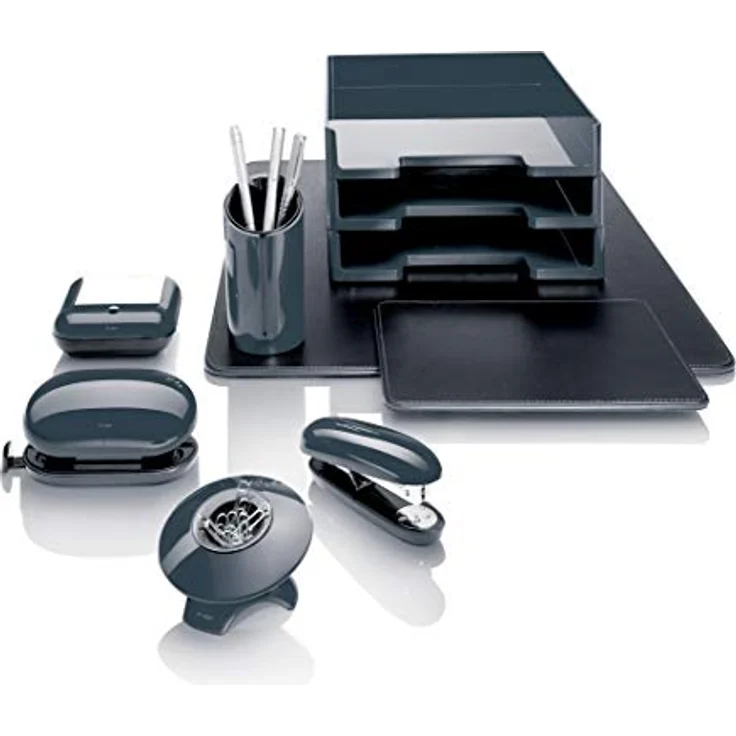 SIGEL SA166 Schreibunterlage Eyestyle aus hochwertigem Leder-Imitat, schwarz / dunkelgrau – Bild 4