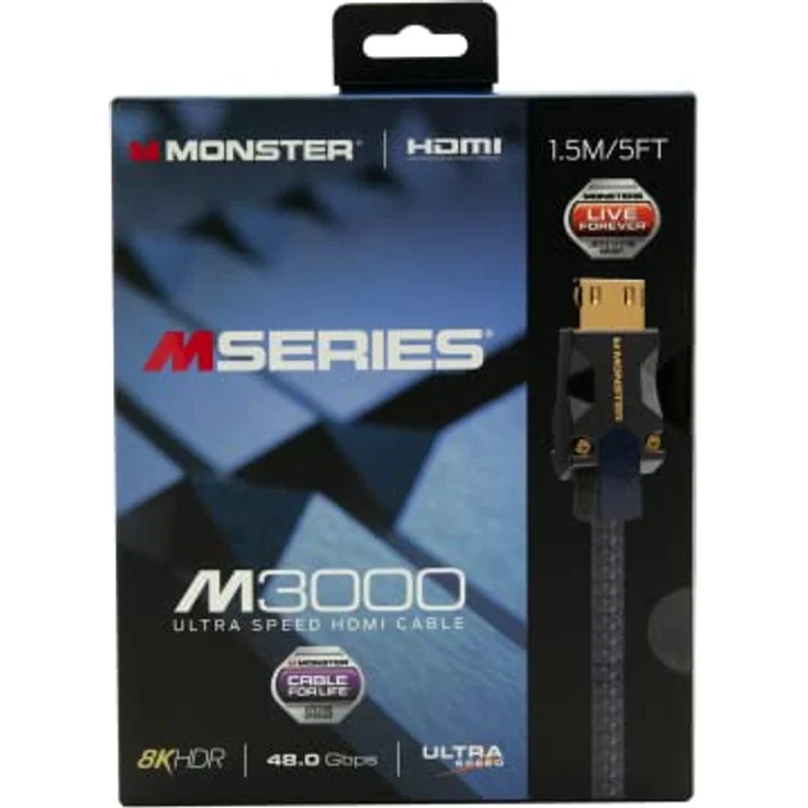 Monster M3000 HDMI Kabel 1,5m, HDMI 2.1 Kabel, HDMI-Kabel 8K, Ultra High Speed HDMI Kabel 48Gbps, 8K@60Hz, 4K@120Hz, HDR, eArc, Goldkontakte, TV Kabel, Kompatibel zu PS4/PS5/Xbox, Blau - Preisvergleich – Bild 2