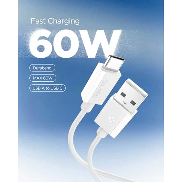 Spigen Essential 60W USB-Kabel, USB-A <-> USB-C, 2m, Weiß – Bild 2