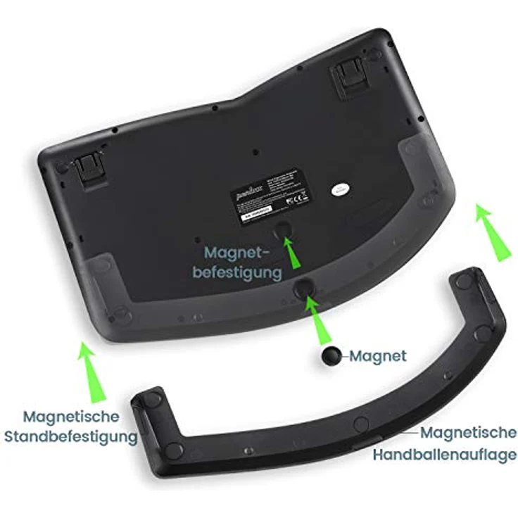 Perixx Periduo-606, Ergonomische kabellose kompakte Tastatur und Vertikale Maus Desktop Set, Geteiltes Tastenfeld, 4-Wege-Scrollrad, Anpassbare Handballenauflage und flachen Tasten mit Vertikalmaus (Deutsch QWERTZ) – Bild 5