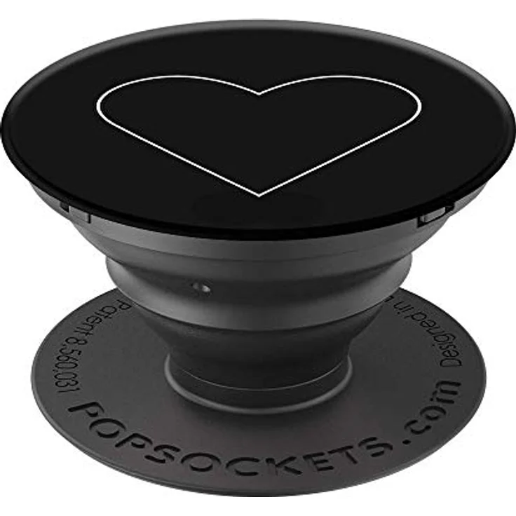 PopSockets - Ausziehbarer (Nicht Austauschbarer) Sockel und Griff für Smartphone und Tablet - White Heart Black – Bild 5