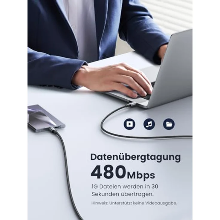 UGREEN USB C Kabel 100W PD 3.0 Ladekabel 3m Space Grau - Schnellladekabel 5A/20V PPS kompatibel mit iPhone 15 Pro Max M3 MacBook Pro/Air iPad Pro Galaxy S24 Ultra A54 Pixel 7 Steam Deck – Bild 5