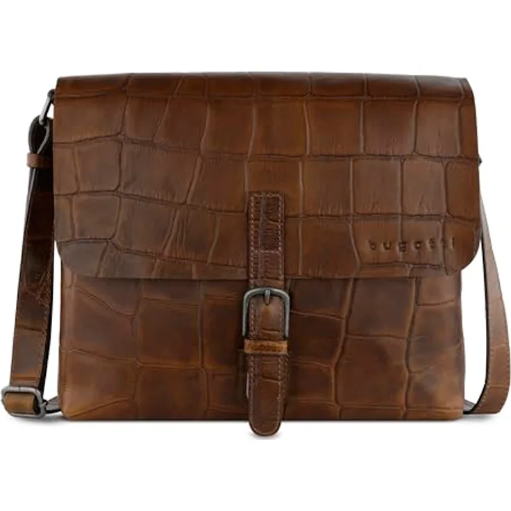 bugatti Nevio Messenger Aktentasche aus 100% Leder, cognac, 30 cm x 7 cm x 25 cm