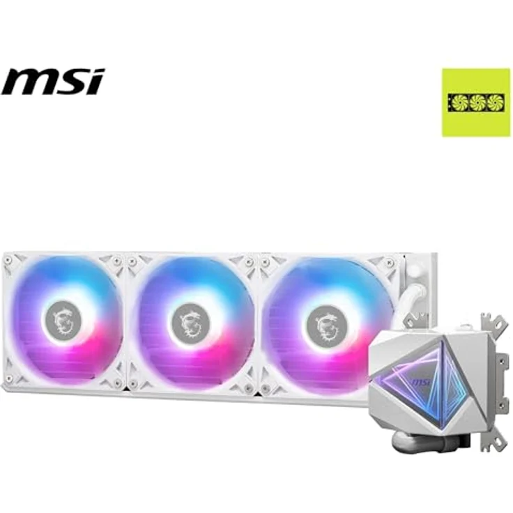 MSI MAG CORELIQUID I360 WHITE AIO CPU Wasserkühlung - Vergrößerte Kupferkühlplatte, ARGB & LDB Lüfter, Zweikammer-Wasserblock, Split-Flow Radiator, unterstützt Intel & AMD Sockel – Bild 2