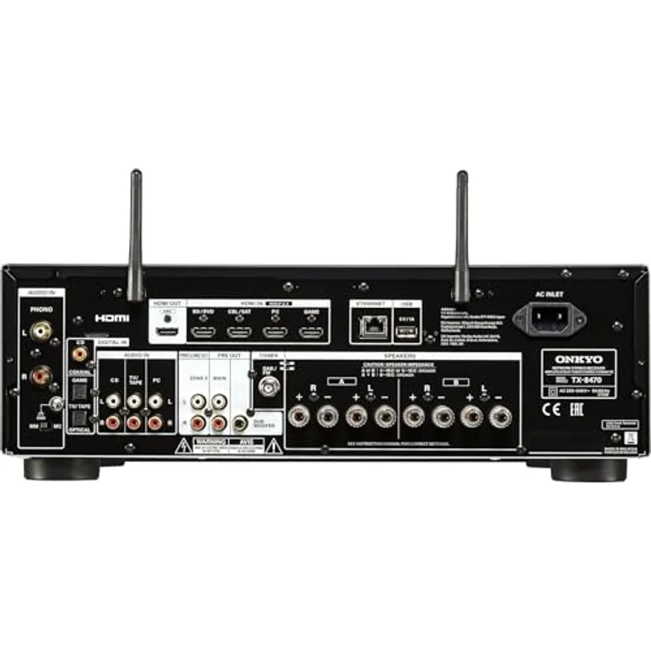 Onkyo TX-8470, 11.2 Kanal HiFi Netzwerk-Stereo-Receiver mit 8K HDMI, Phono-Eingang für MM/MC, Schwarz – Bild 3