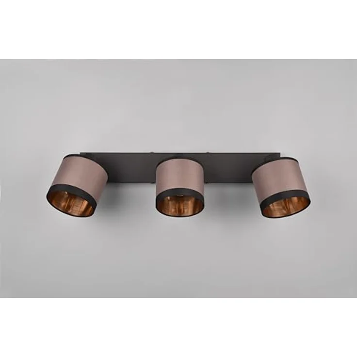 RL LIVE YOUR LIGHT Reality Leuchten Spotbalken Davos R81553041, Metall Schwarz matt, Schirme Stoff Taupe/Schwarz/goldfarbig, exkl. 3x E14 - Smarte Deckenbeleuchtung 3-flammig – Bild 5