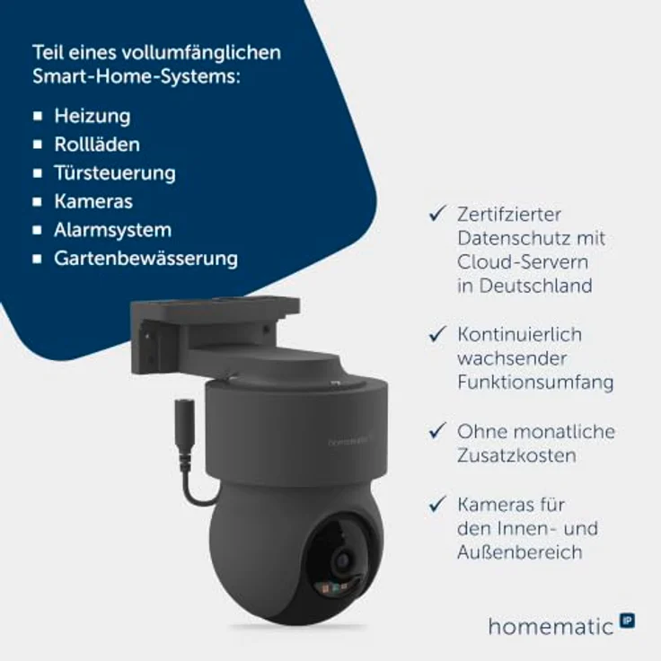 Homematic IP Außenkamera, schwenk- und neigbar, 5 MP mit Bewegungs- und Geräuscherkennung, anthrazit – Bild 3