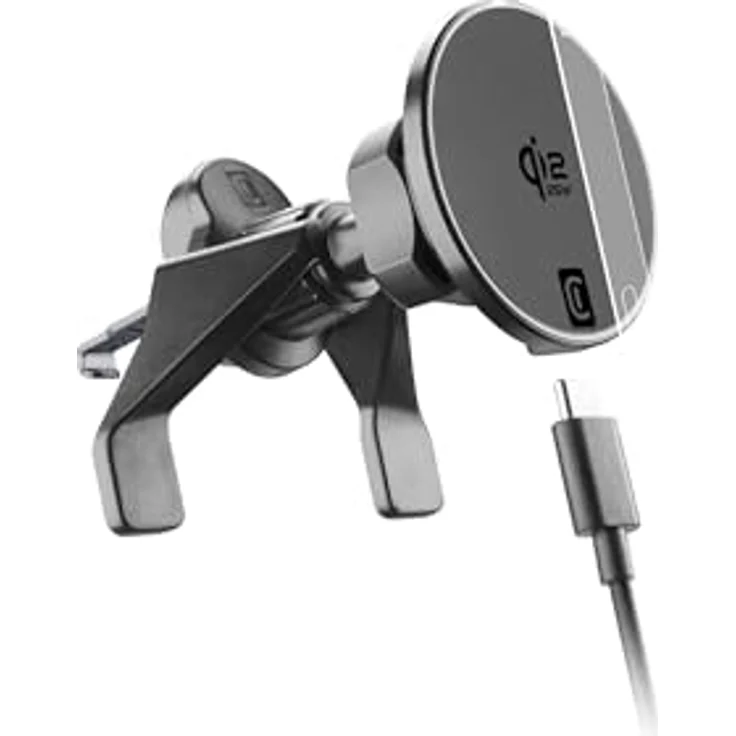Cellularline MAG HOLDER Qi2.2, KFZ-Ladehalter mit 25W kabellosem Aufladen, doppeltem Befestigungssystem, 1,5 m USB-C-Kabel, Schwarz – Bild 1