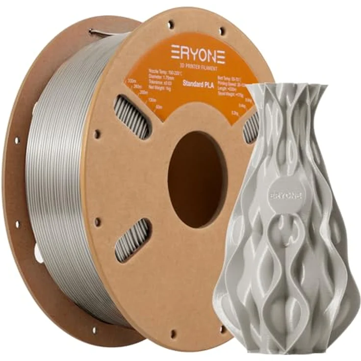ERYONE PLA Filament 1.75 mm, 3D Drucker Filament mit Maßgenauigkeit +/- 0,03 mm, 1 kg Spule, Signal Grau – Bild 1