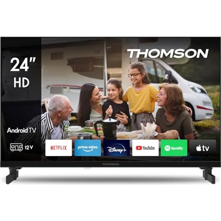 THOMSON 24 Zoll (60 cm) HD 12 V Fernseher Smart Android TV Camping Car 12 V (WLAN, Triple Tuner DVB-C/S2/T2, Google Assistant) – 24HA2S13C - 2023 – Bild 1