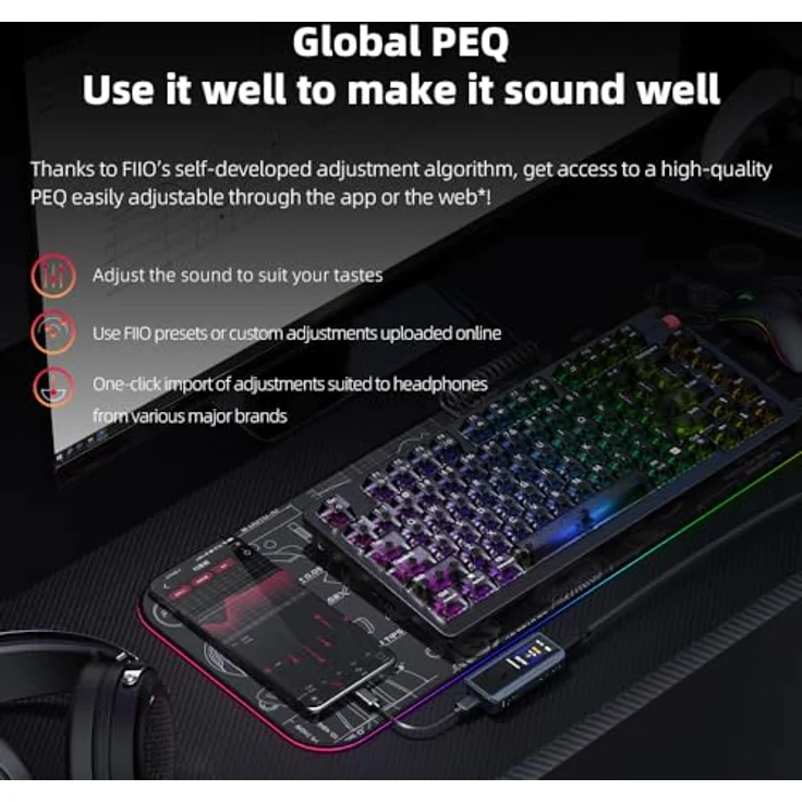FiiO BTR13, Kopfhörerverstärker mit Mikrofon, USB-DAC, Klangregelung, Farbdisplay und Bluetooth, Blau – Bild 3