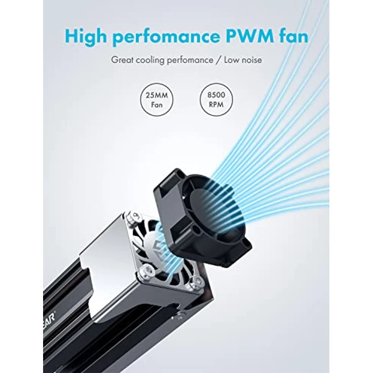 GRAUGEAR | Heatpipe Kühler mit Lüfter | Kühlköper für M.2 NVMe (2280) | aktive | 25mm PWM-Lüfter | geräuscharm | 4xWärmeleitpads | Kupfer-Heatpipe | Aluminium | G-M2HS03-F – Bild 4