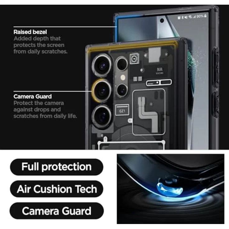 Spigen Ultra Hybrid Zero One Hülle Kompatibel mit Samsung Galaxy S24 Ultra -Zero One, Schutzrand für Display und Kamera, Air Cushion Technologie, transparent - Preisvergleich – Bild 5