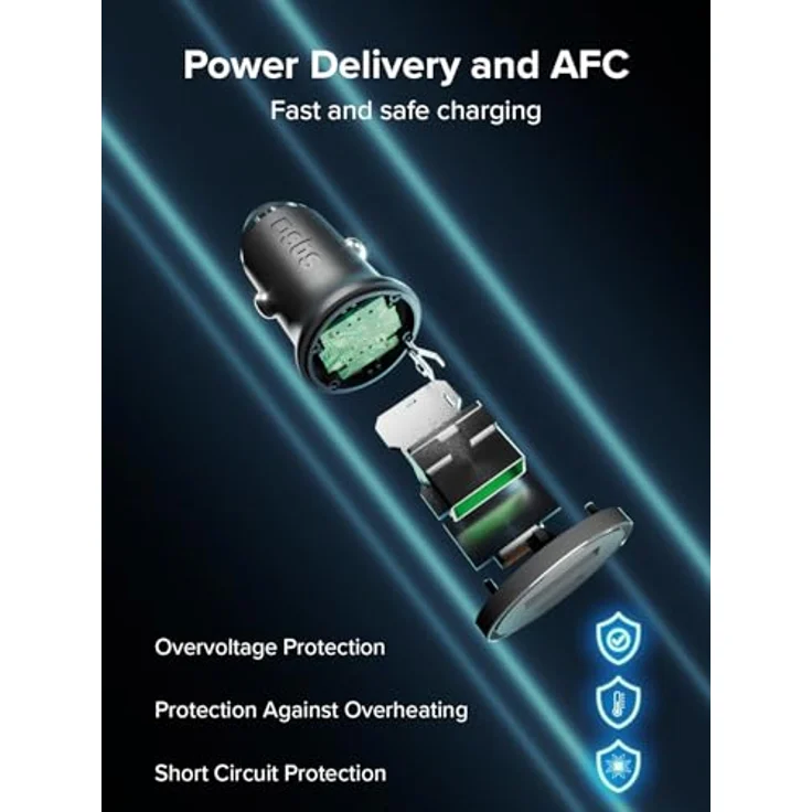 SBS 25W Auto Ladegerät, Ultra-Schnellladen mit Power Delivery (PD), Schwarz – Bild 4