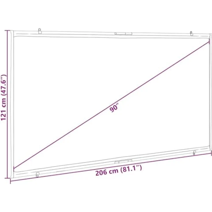 vidaXL Beamer Leinwand 90 Zoll 16:9, wandhängend, Projektionswand aus 100% Polyester, ideal für Heimkino und Präsentationen – Bild 3