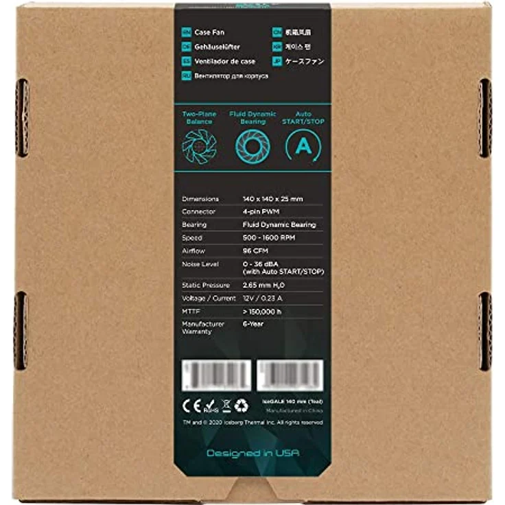 Iceberg Thermal IceGALE 140 mm PWM Premium Gehäuselüfter, Blaugrün – Bild 5