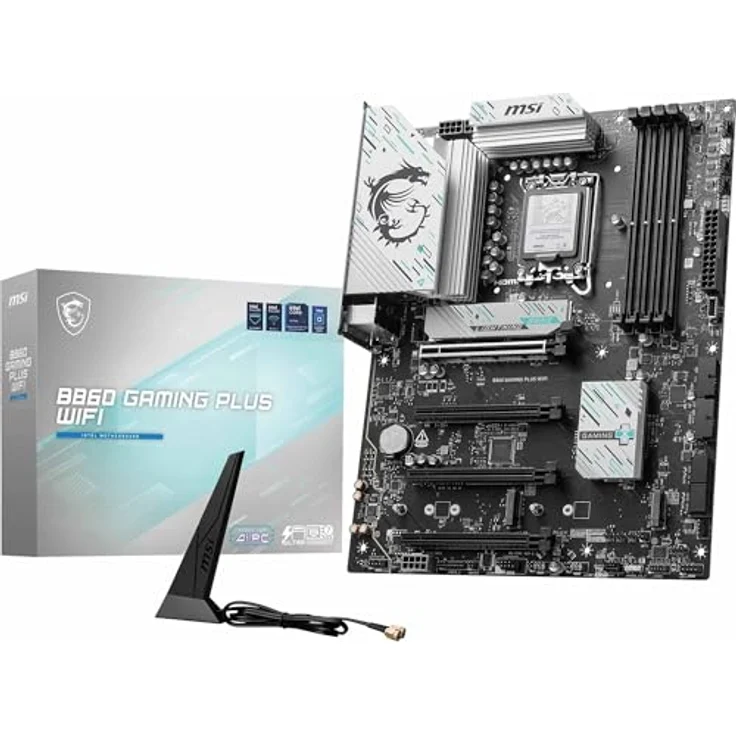 MSI B860 Gaming Plus WiFi Mainboard, ATX - Unterstützt Intel Core Ultra Prozessoren (Series 2), LGA 1851 - DDR5 Memory Boost 8600+ MT/s (OC), PCIe 5.0 x16 x16, M.2 Gen5, Intel Killer 5G LAN, Wi-Fi 7, Schwarz – Bild 1
