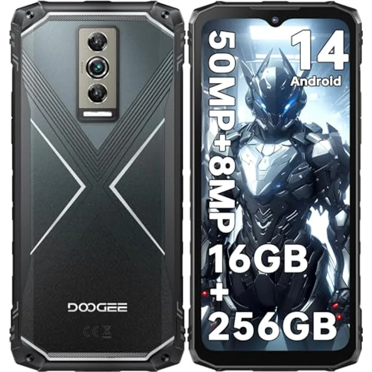 DOOGEE Blade 10 Pro(2024) Outdoor Smartphone Silber, 16GB+256GB(2TB) Android 14, 6.56'' HD+, 50MP+8MP Camera, Baustellenhandy 5150mAh – Bild 1