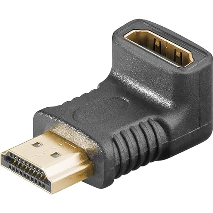 goobay 65744 HDMI Winkeladapter 90 Grad/Vergoldete Kontakte / 90° Winkel / 8K @ 60 Hz, 4K @ 120 Hz / 48 Gbits/eARC, HDR