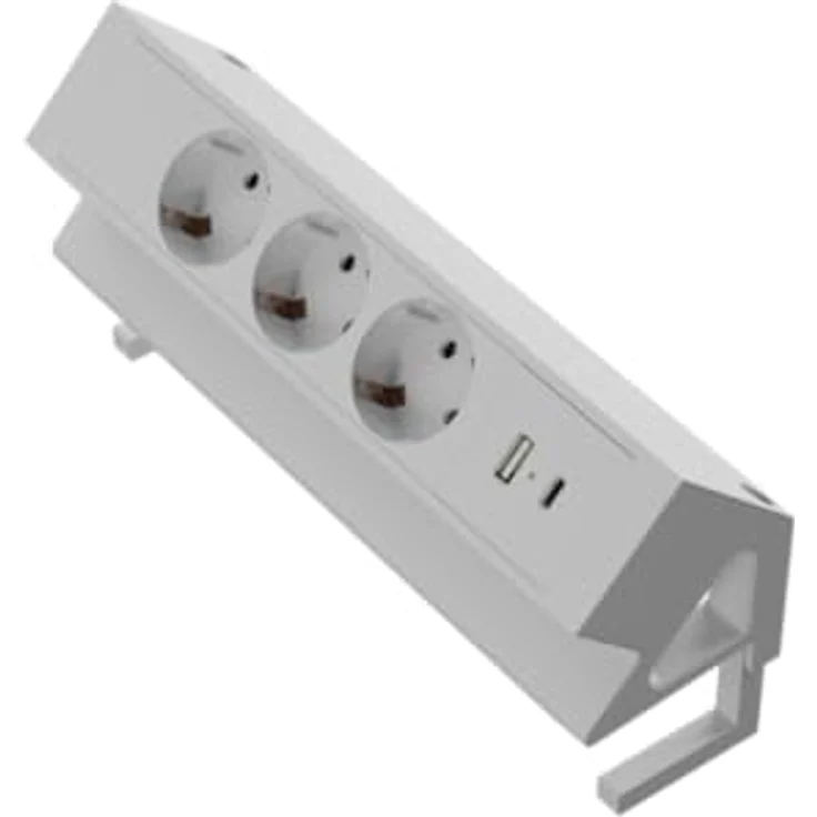 Kalb | 3er Aufsatzsteckdose zum Anklemmen, USB A/C, 3-fach Steckdose, 230V 16A, Möbelsteckerleiste, EU-Schutzstecker, Ampereon – Bild 5