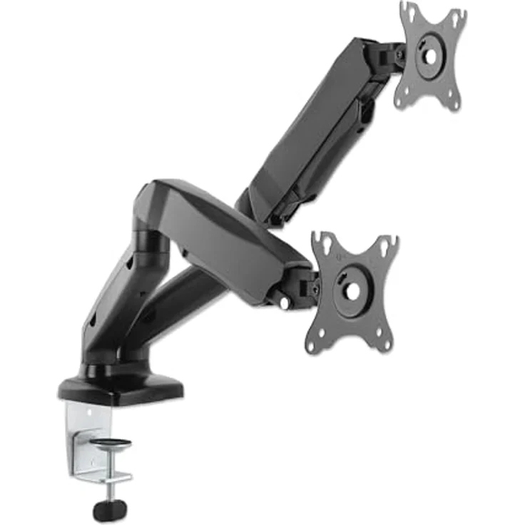 Manhattan 462501 Monitor-Tischhalterung, für 2 Monitore 17" bis 32", höhenverstellbar, schwarz – Bild 1