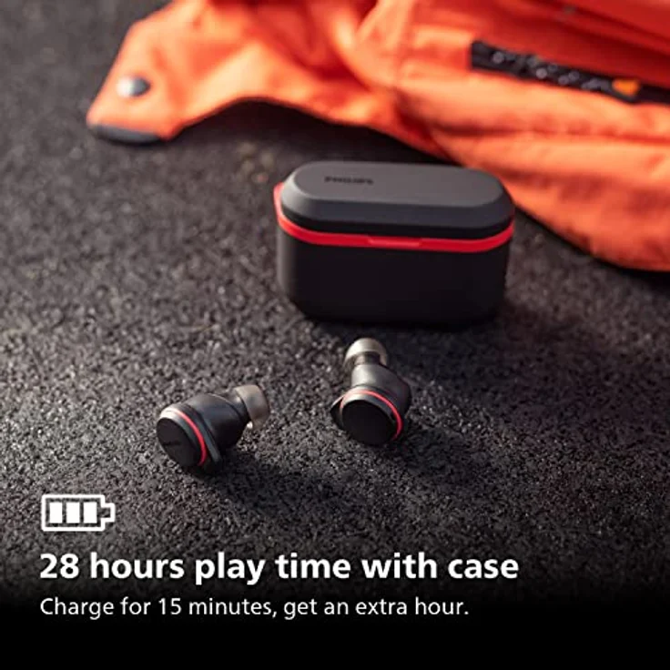 Philips Audio TAA7507BK/00 True Wireless Sportkopfhörer, Premium-Sound, Noise Cancelling Pro, kristallklare Gespräche, zuverlässiger Sitz im Ohr,bis zu 28Stunden Wiedergabezeit, Schwarz, Einheitsgröße – Bild 5