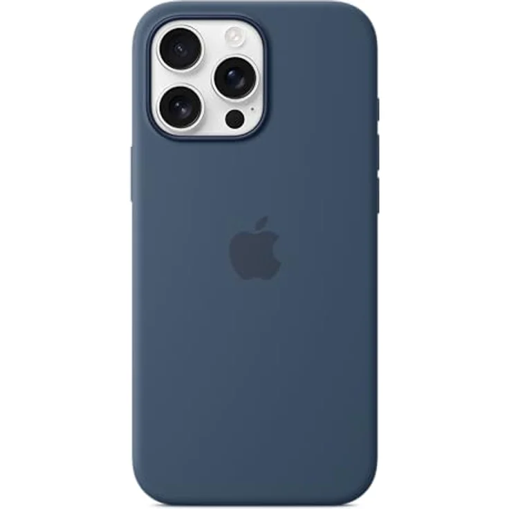 Apple iPhone 16 Pro Max Silikon Case mit MagSafe – Denim, recyceltes Silikon, Mikrofaserfutter, Saphirkappe, integrierte Magnete – Bild 3